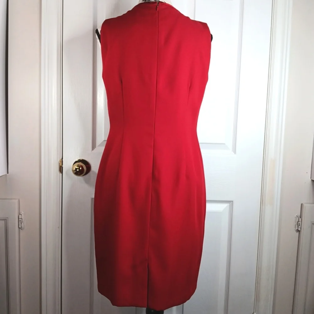 Petite Sophisticate Red Formal Midi Dress Size 8 With Bolero Jacket Wedding - Picture 10 of 16